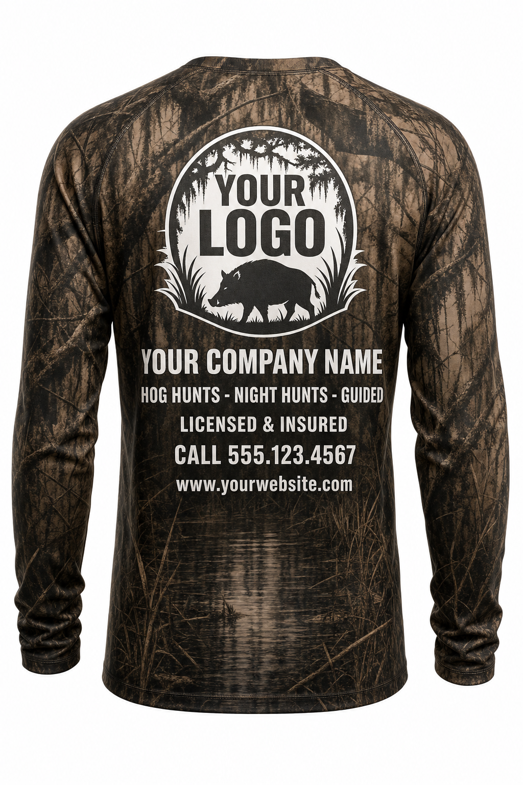 Hog Mud Swamp Hunting Guide Crew Uniform - custom company logo all-over-print uniform