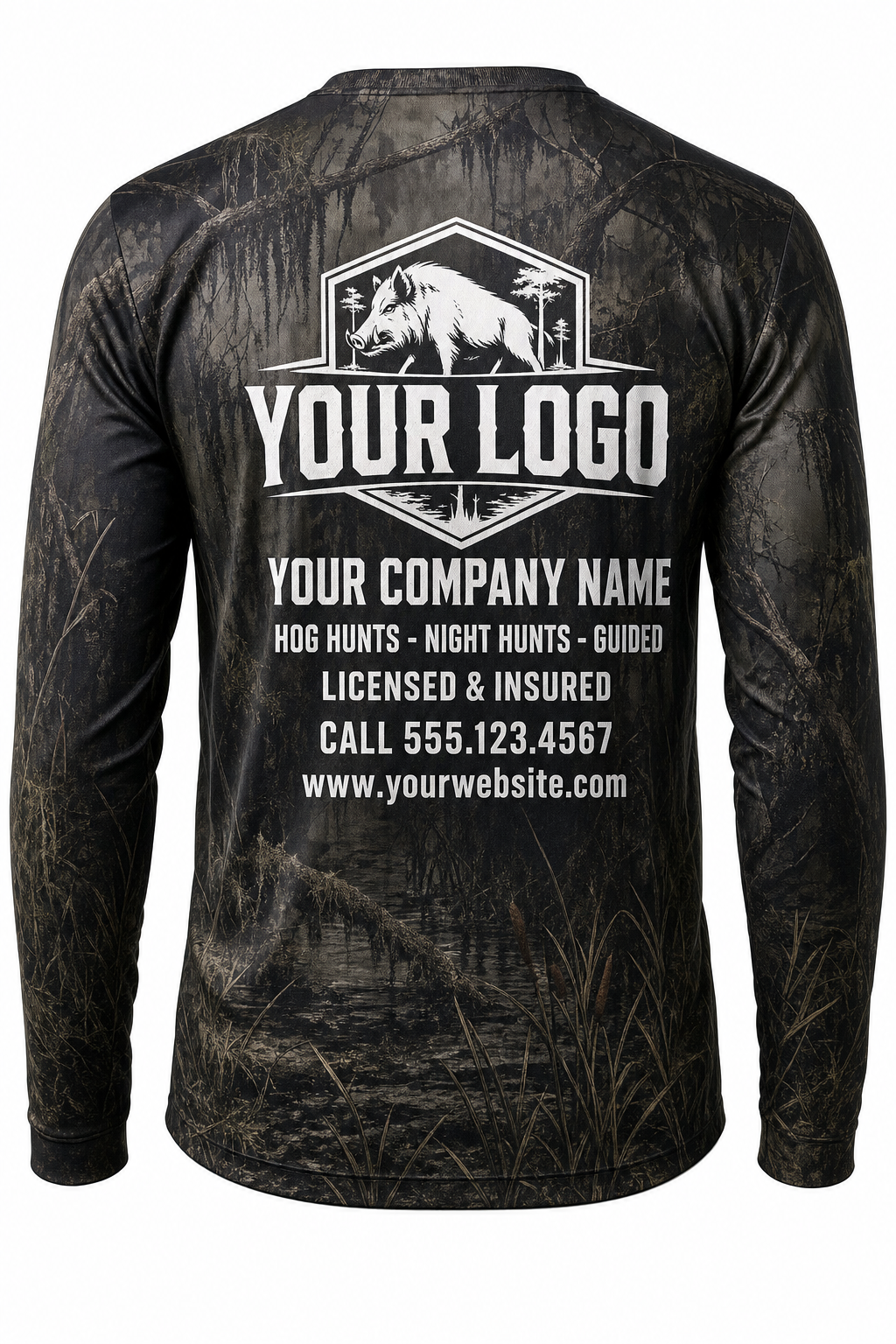 Hog Razorback Hunting Guide Crew Uniform - custom company logo all-over-print uniform