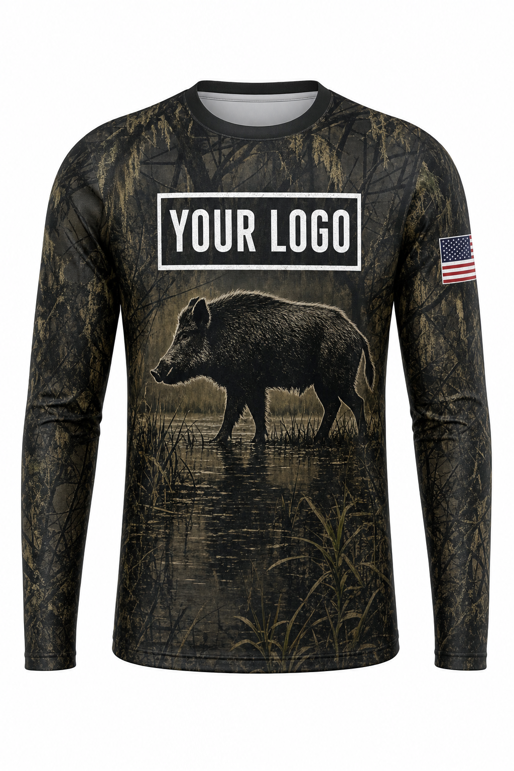 Hog Razorback Hunting Guide Crew Uniform - custom company logo all-over-print uniform