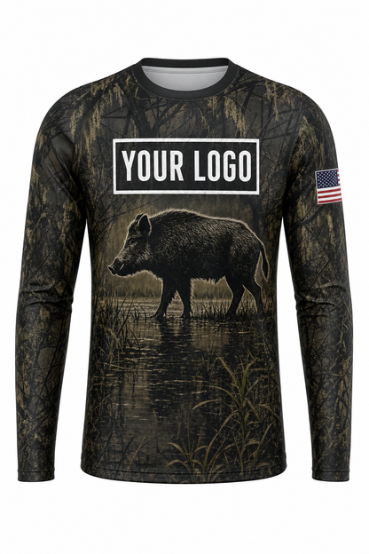 Hog Razorback Hunting Guide Crew Uniform - custom company logo all-over-print uniform