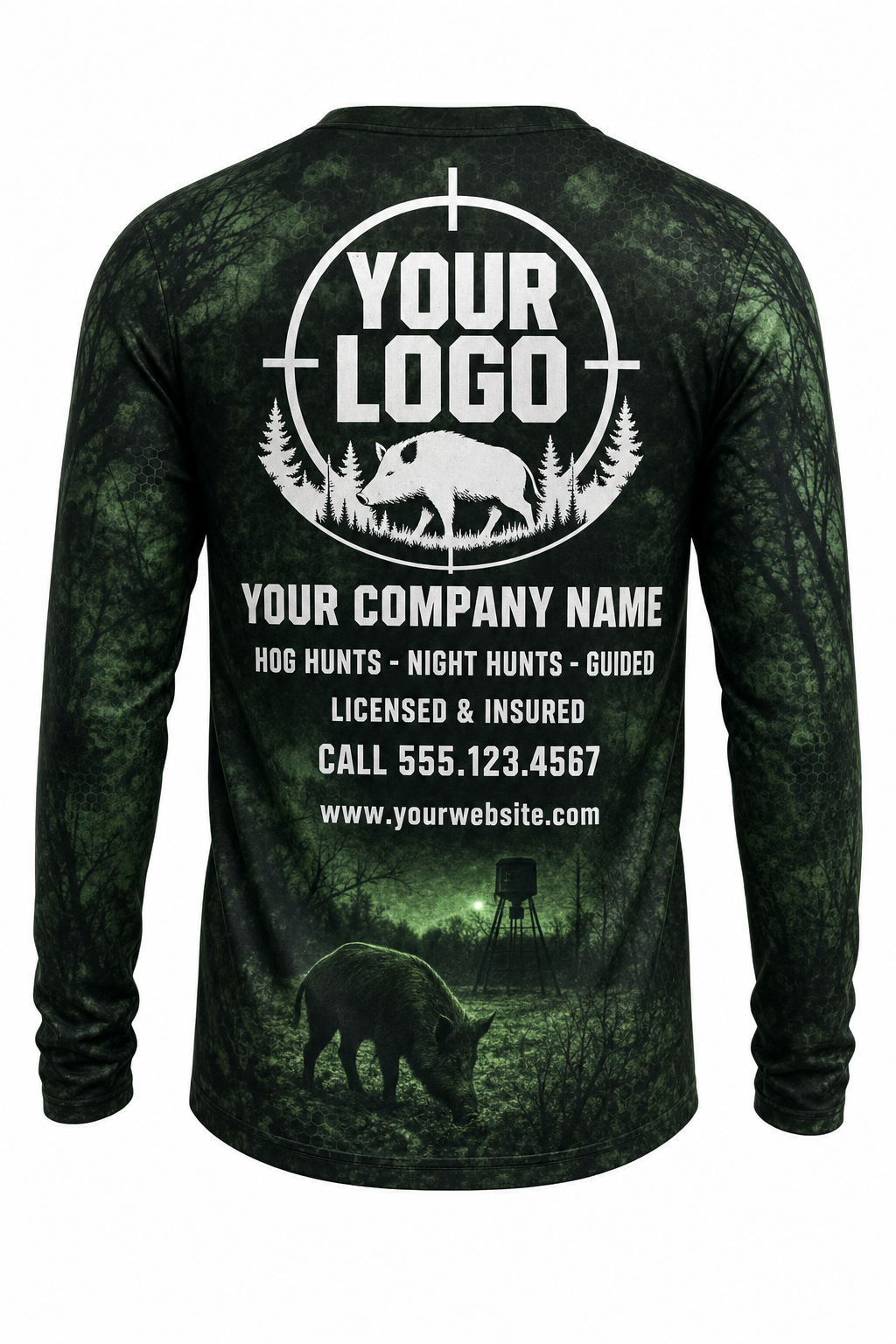 Hog Thermal Night Hunting Guide Crew Uniform - custom company logo all-over-print uniform