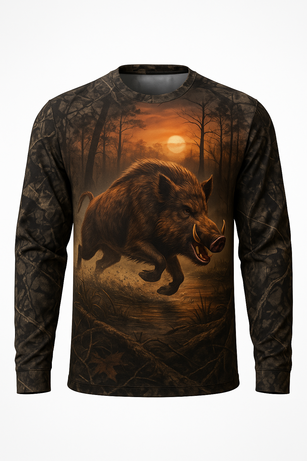Feral Hog Control Razorback all over print long sleeve hunting shirt