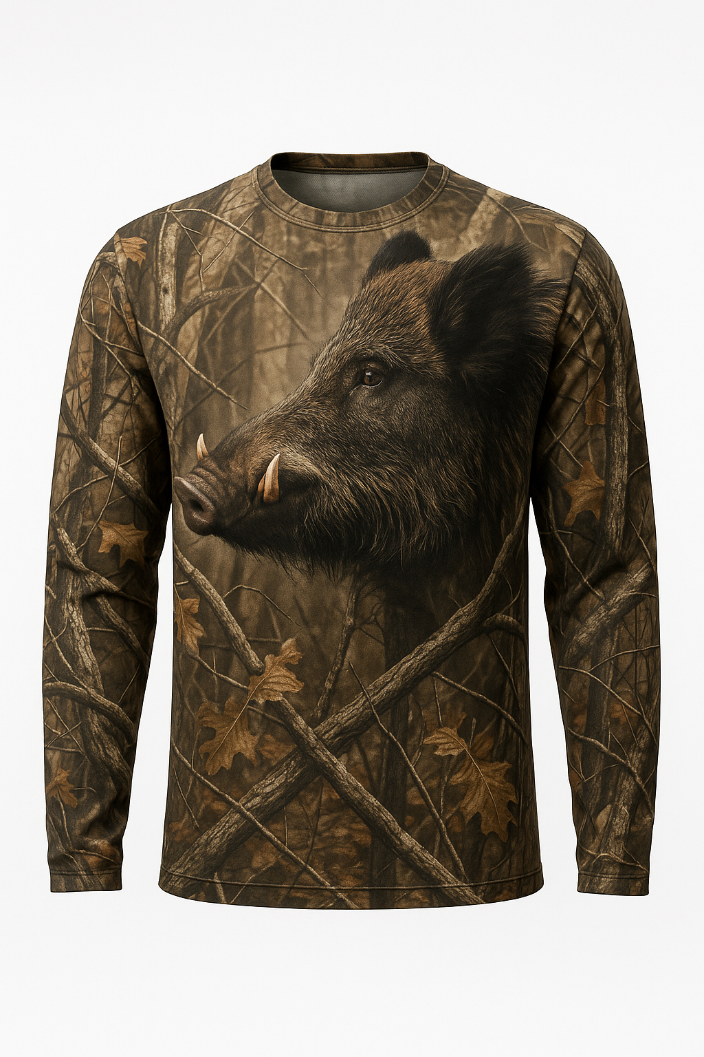 Wild Boar Profile Portrait all over print long sleeve hunting shirt