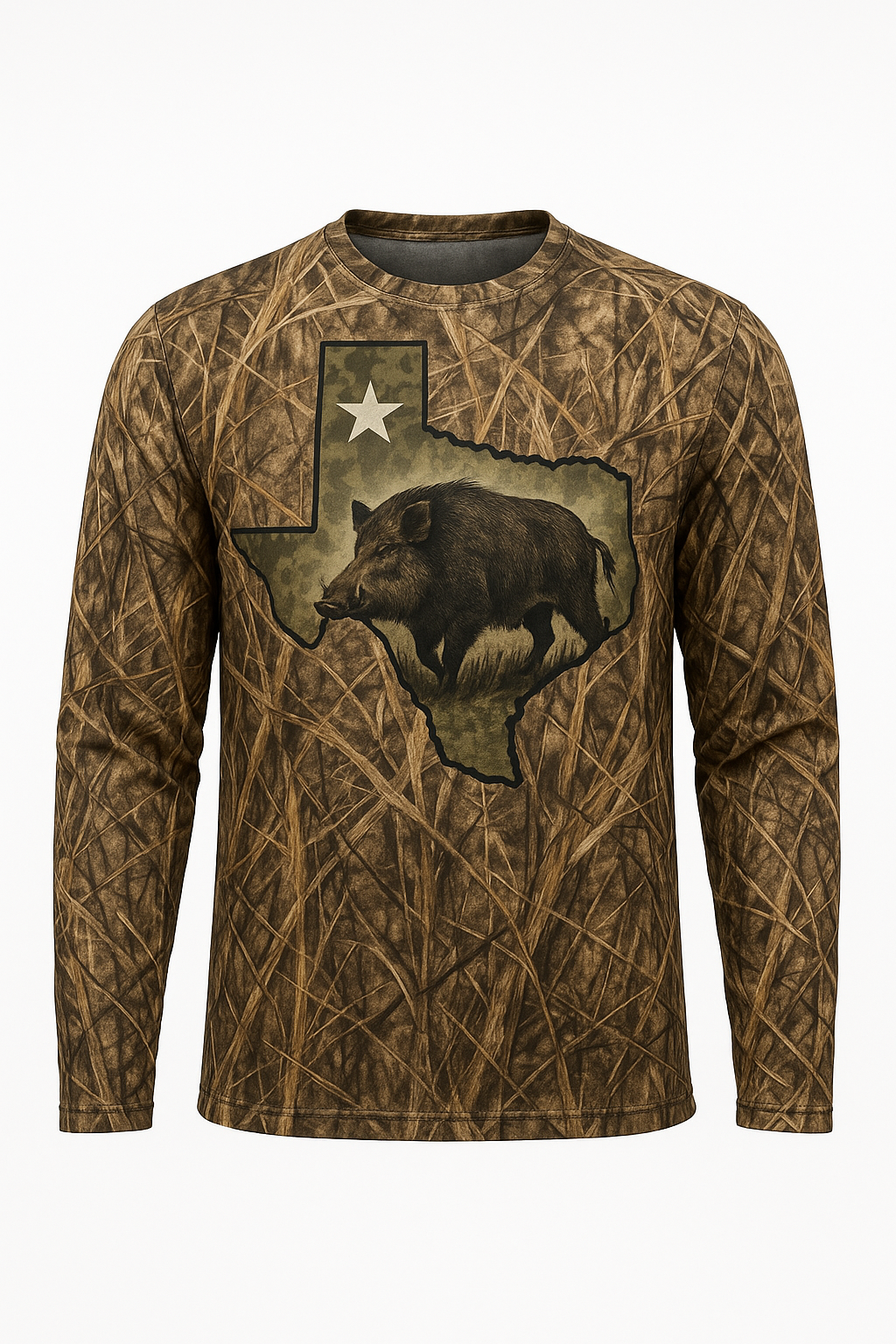 Texas Lone Star Hog all over print long sleeve hunting shirt