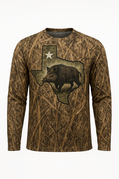 Texas Lone Star Hog all over print long sleeve hunting shirt