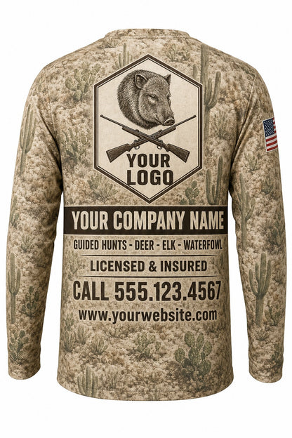 Javelina Custom Hunting Team Uniform - back view, custom company logo all-over-print uniform