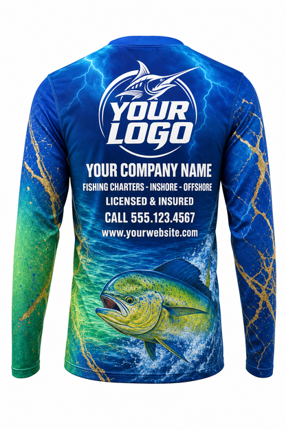 Mahi Mahi Fishing Charter Crew Uniform - custom company logo all-over-print uniform