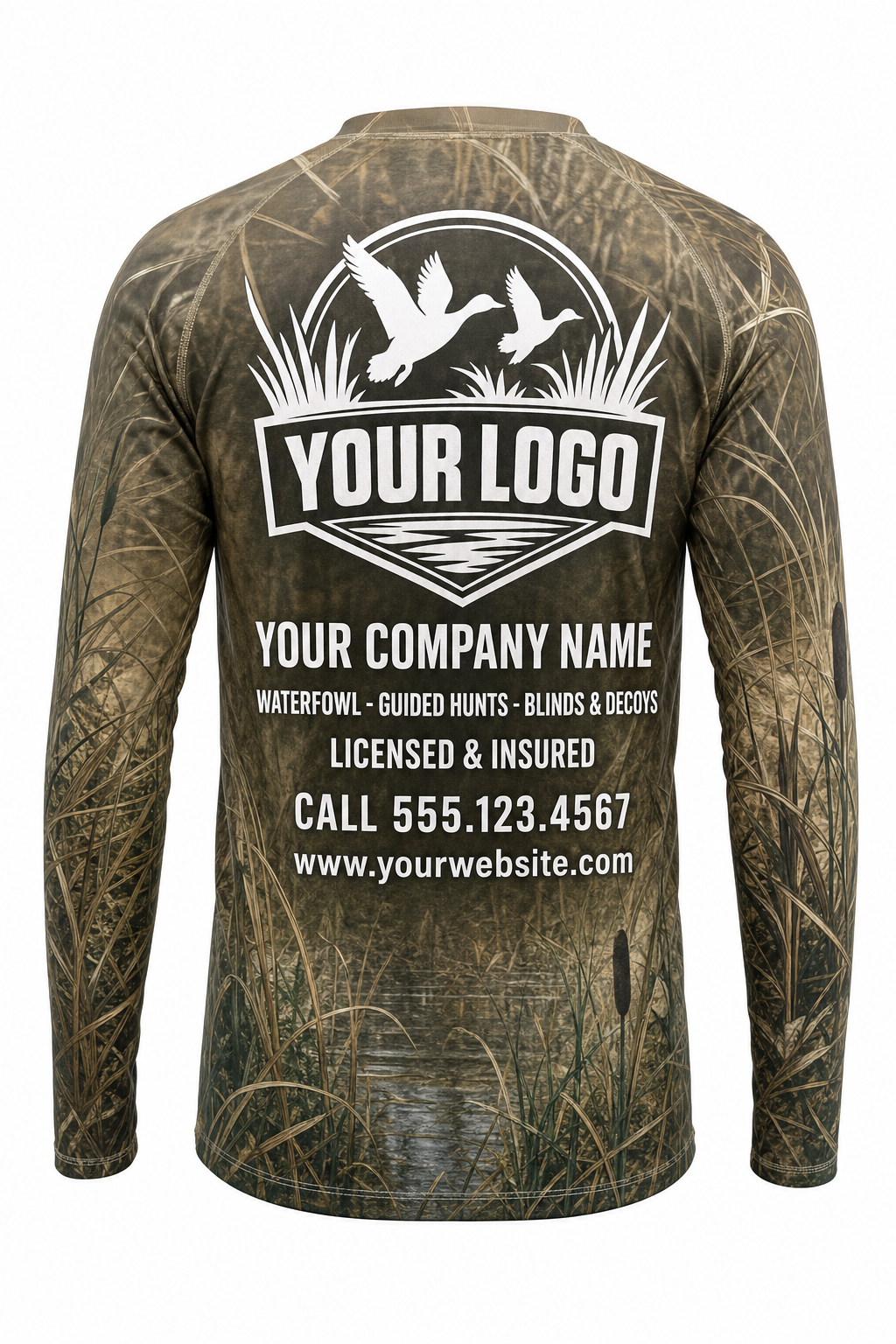 Mallard Duck Hunting Guide Crew Uniform - custom company logo all-over-print uniform
