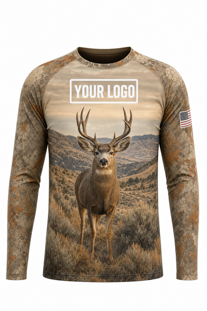 Mule Deer Hunting Guide Crew Uniform - custom company logo all-over-print uniform