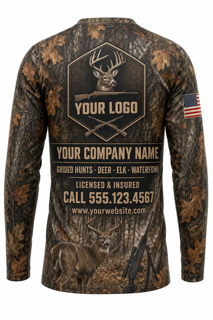 Rifle Season Deer Custom Hunting Team Uniform - back view, custom company logo all-over-print uniform