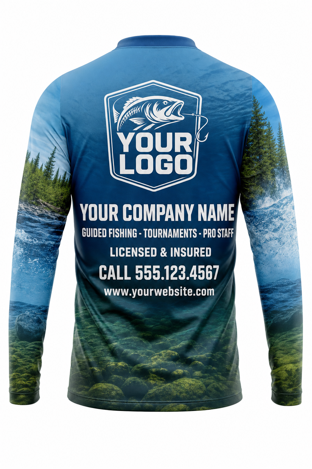 Rainbow Trout Fishing Charter Crew Uniform - custom company logo all-over-print uniform