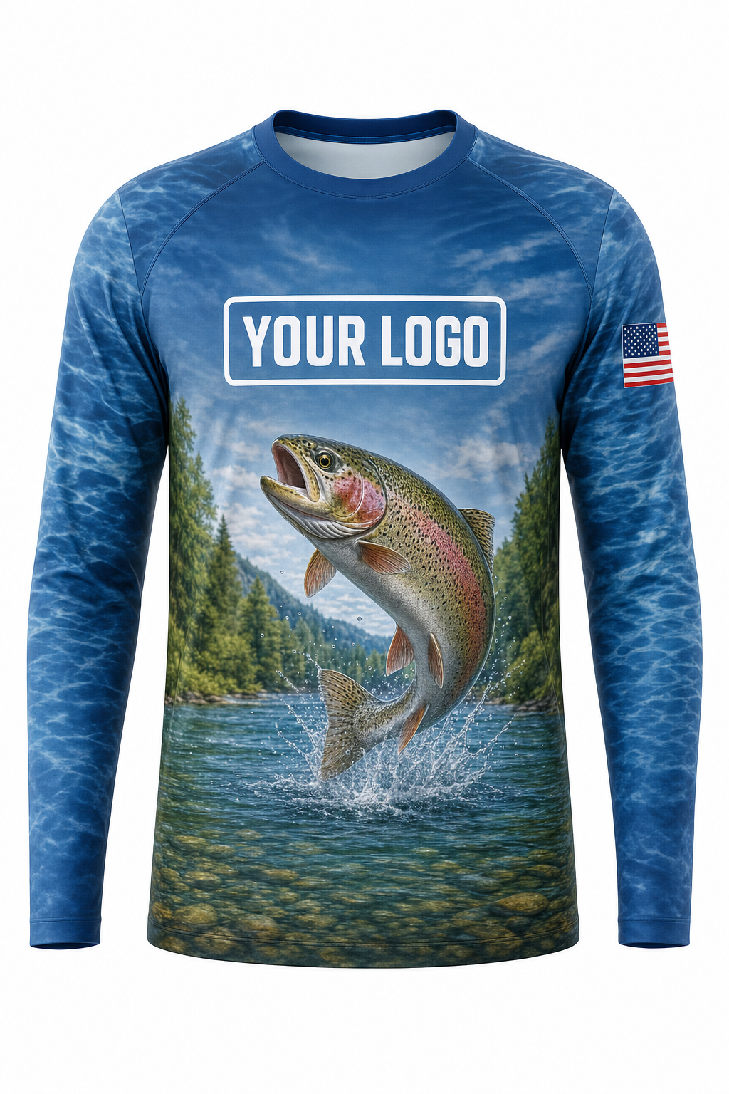 Rainbow Trout Fishing Charter Crew Uniform - custom company logo all-over-print uniform