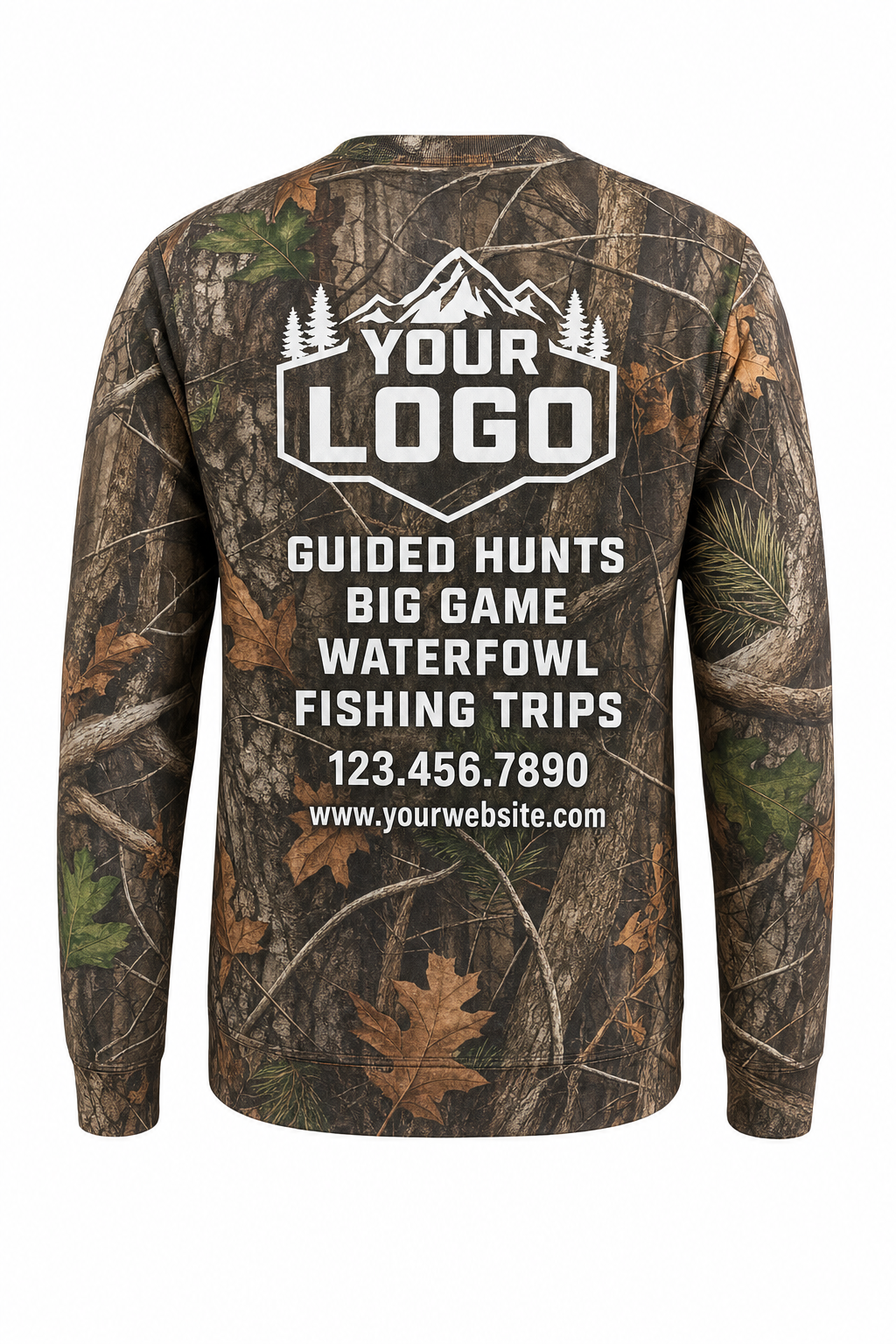 Realtree Camo Texture — Hunting-Guide Crew Uniform (Custom AOP)