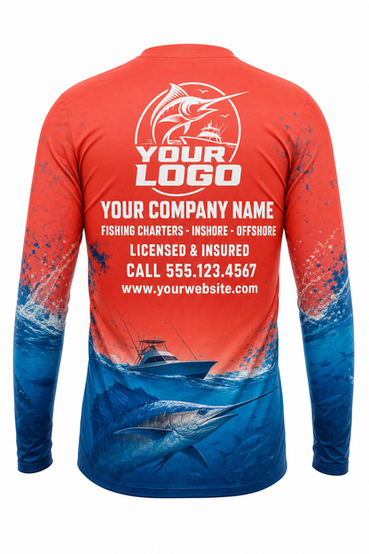 Red Snapper Fishing Charter Crew Uniform - custom company logo all-over-print uniform