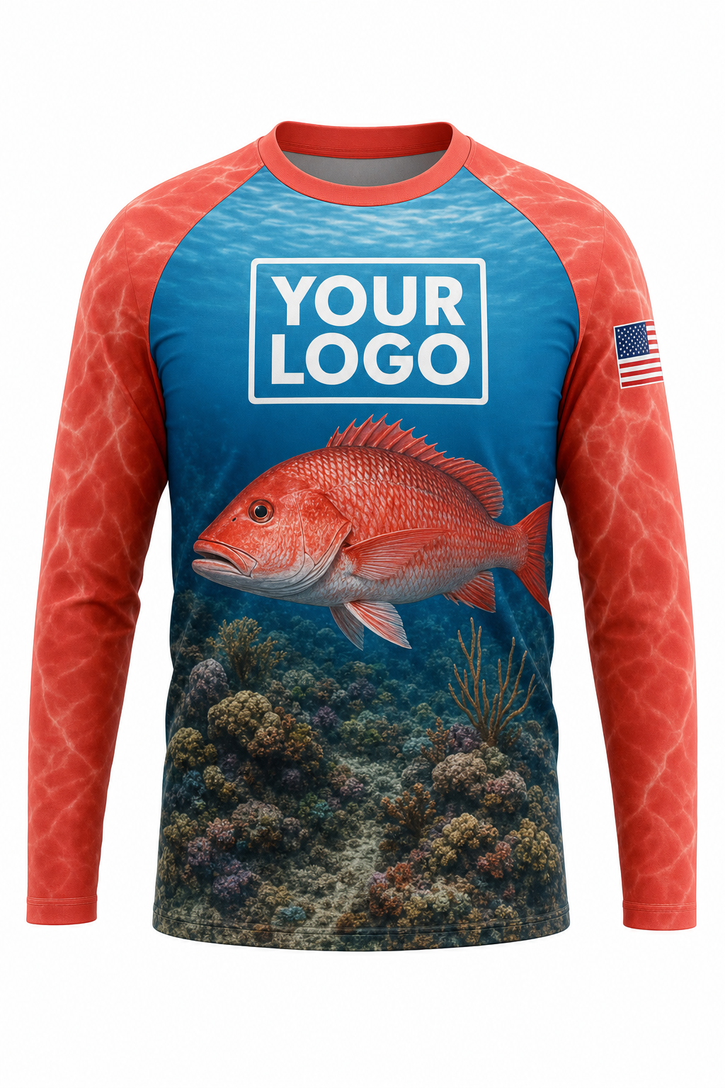 Red Snapper Fishing Charter Crew Uniform - custom company logo all-over-print uniform