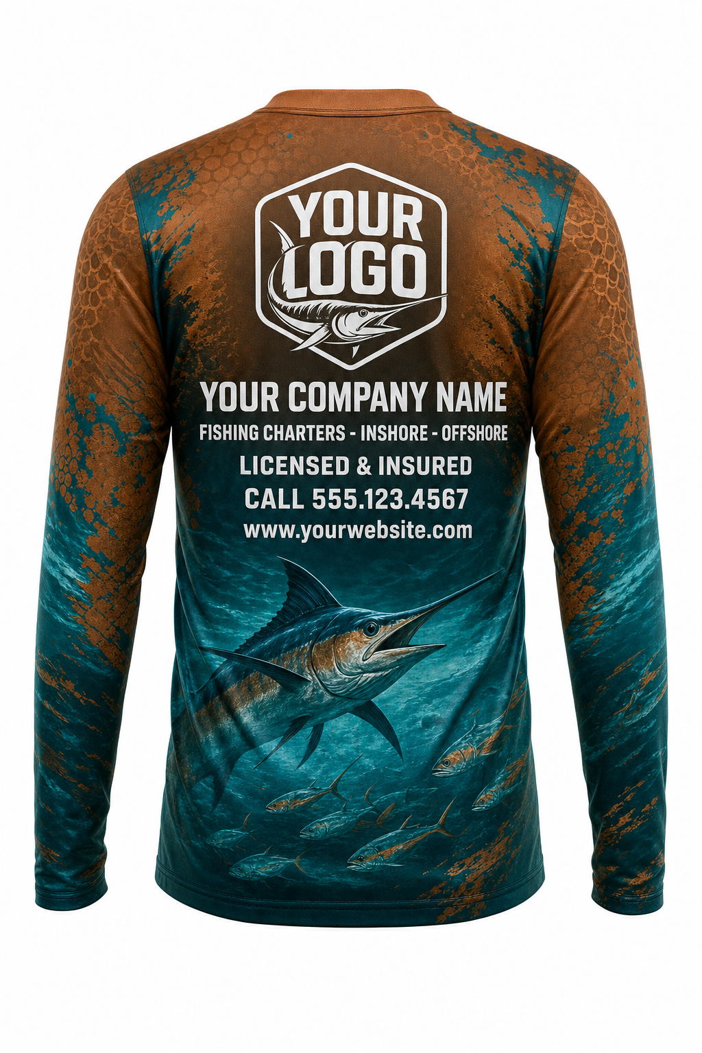 Redfish Fishing Charter Crew Uniform - custom company logo all-over-print uniform
