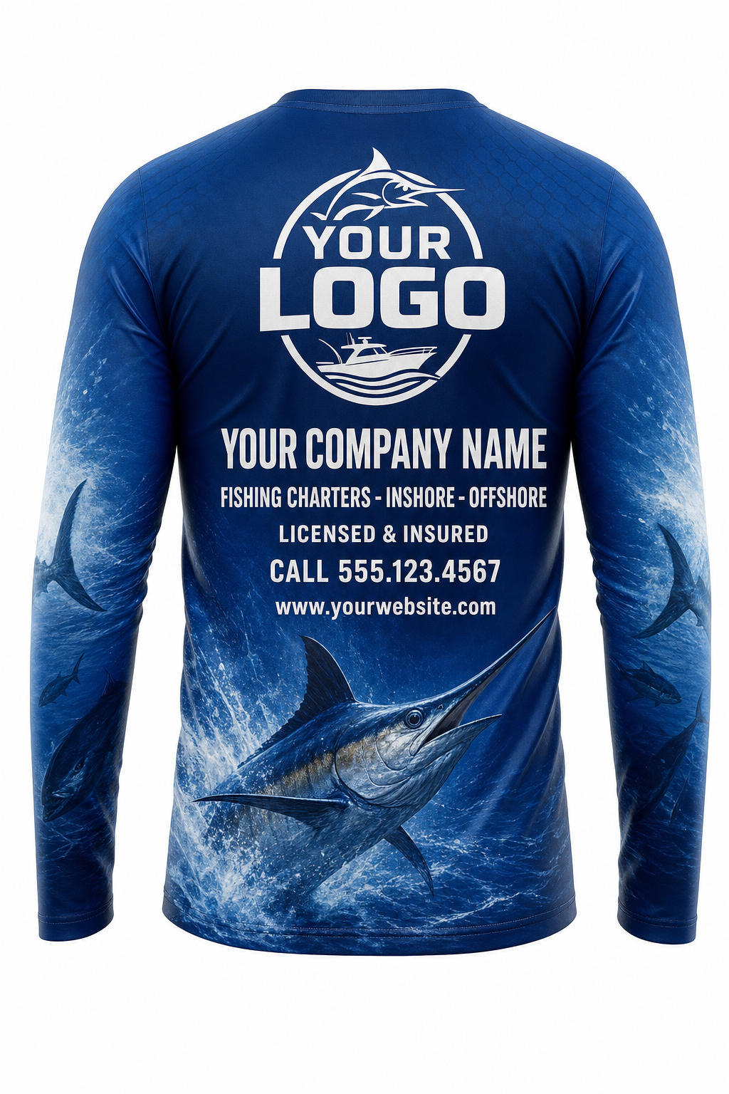 Sailfish Fishing Charter Crew Uniform - custom company logo all-over-print uniform