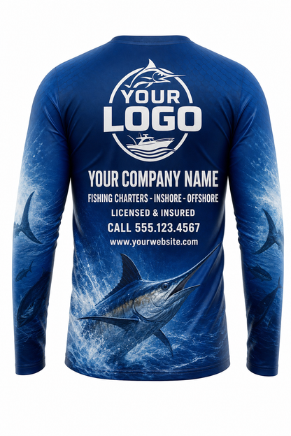 Sailfish Fishing Charter Crew Uniform - custom company logo all-over-print uniform