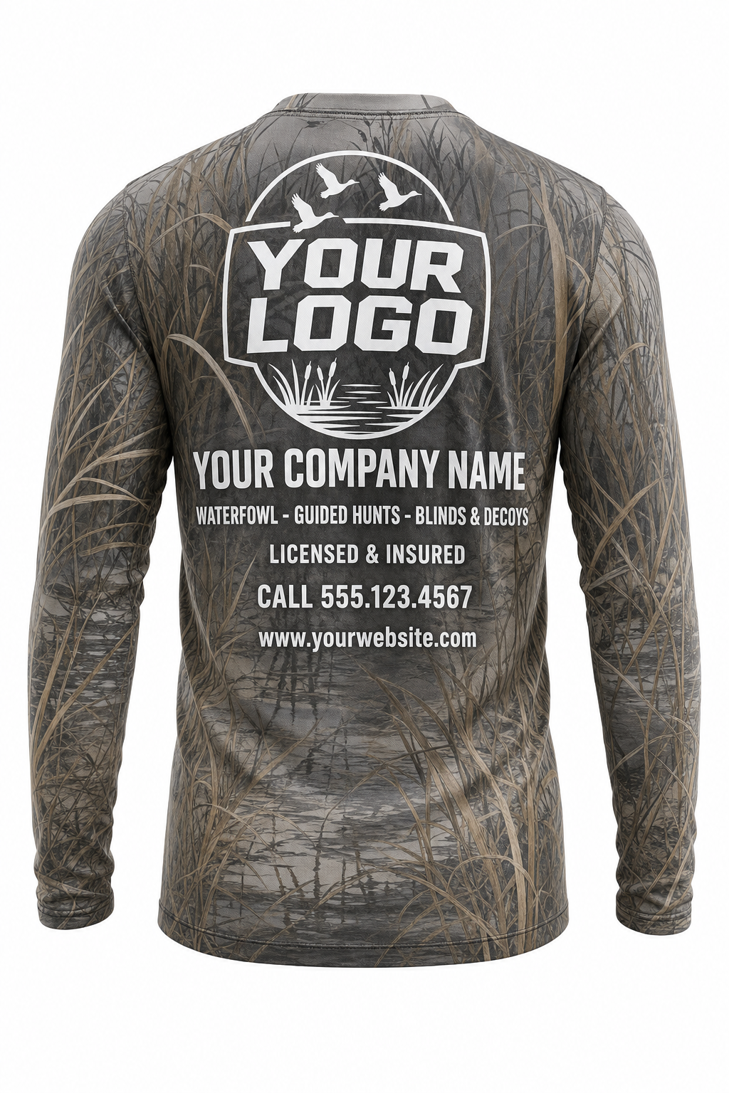 Sandhill Crane Hunting Guide Crew Uniform - custom company logo all-over-print uniform