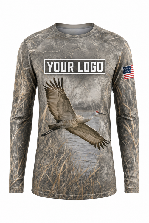 Sandhill Crane Hunting Guide Crew Uniform - custom company logo all-over-print uniform