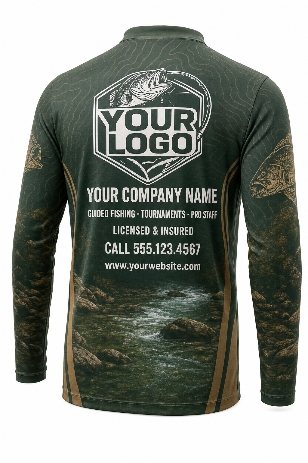 Smallmouth Bass Fishing Charter Crew Uniform - custom company logo all-over-print uniform