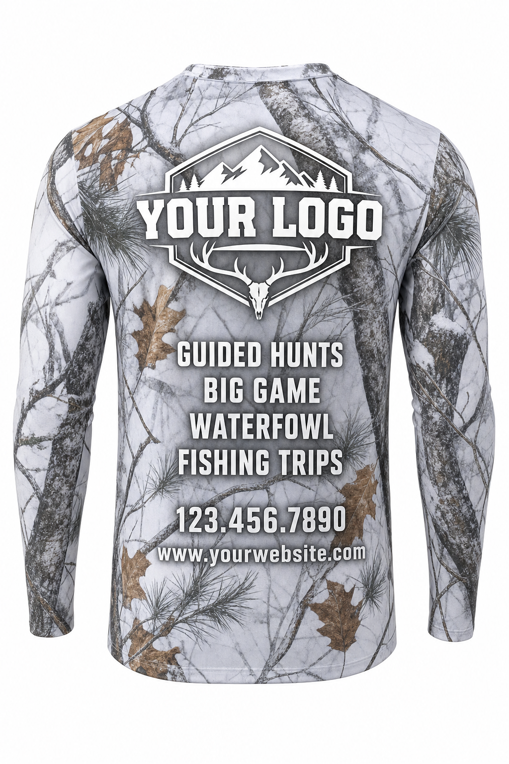 Snow Camo Texture — Hunting-Guide Crew Uniform (Custom AOP)