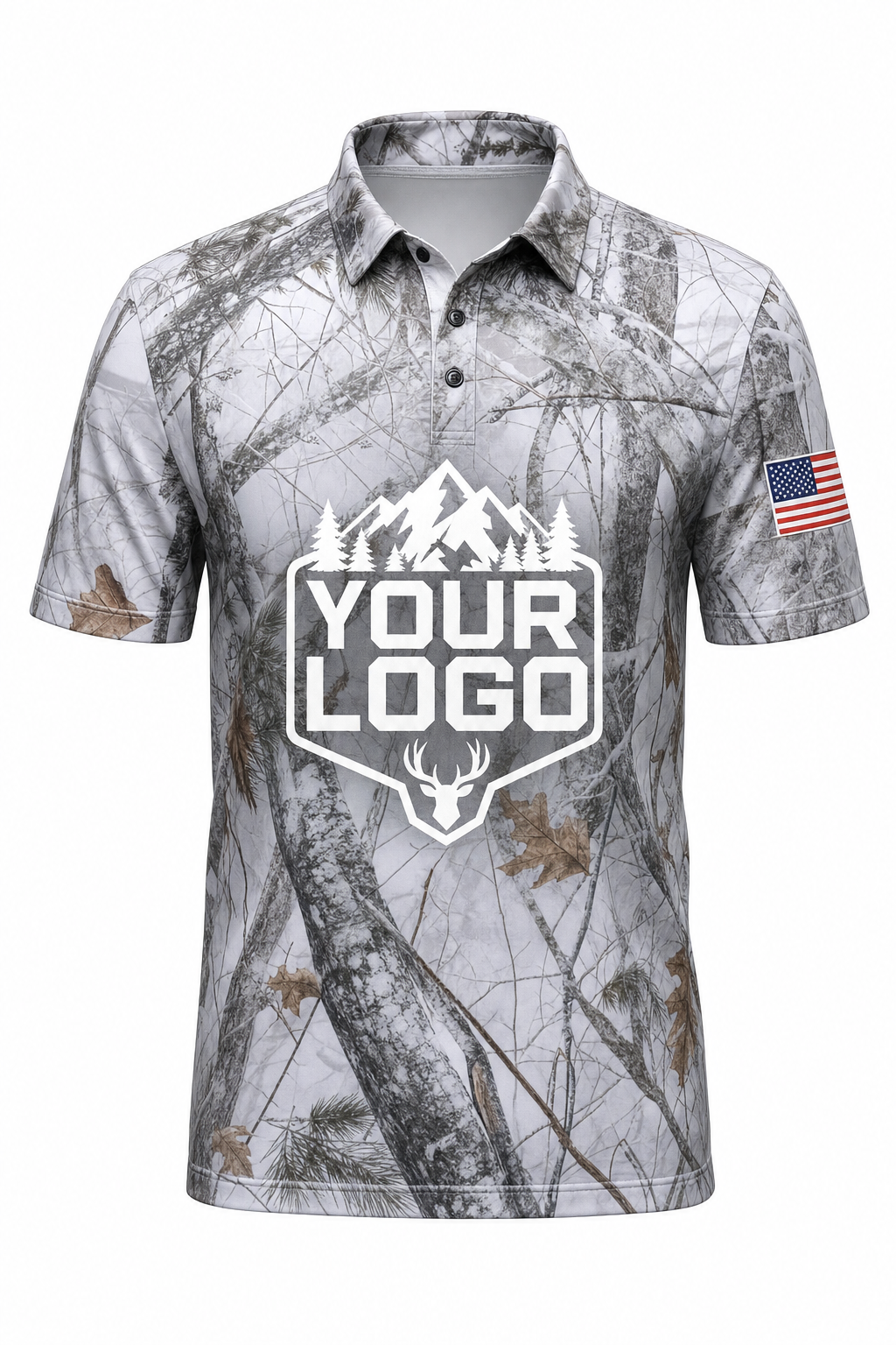 Snow Camo Texture — Hunting-Guide Crew Uniform (Custom AOP)