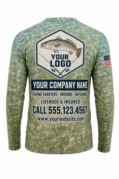 Speckled Trout Custom Fishing Team Uniform - back view, custom company logo all-over-print uniform