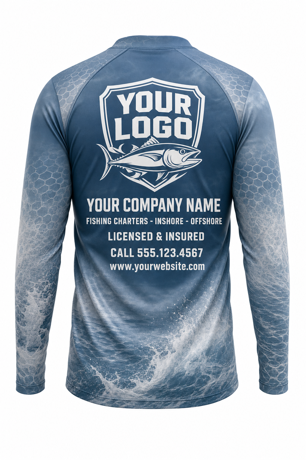 Striped Bass Fishing Charter Crew Uniform - custom company logo all-over-print uniform