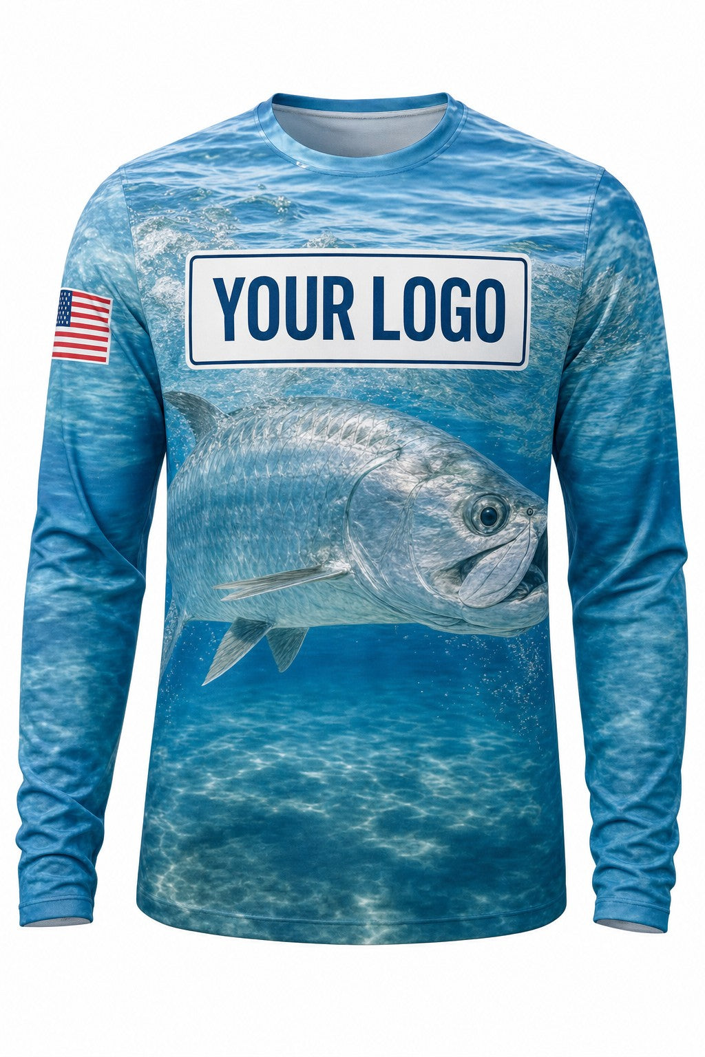 Tarpon Custom Fishing Team Uniform - front view, custom company logo all-over-print uniform