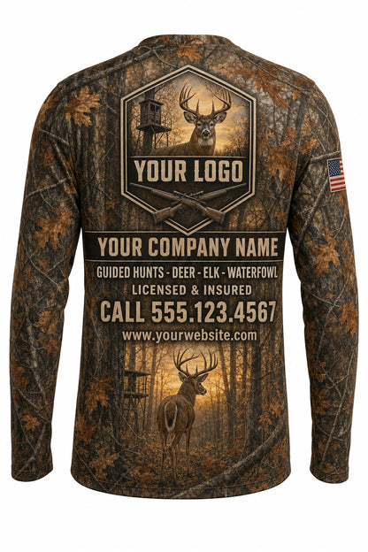 Treestand Sunrise Buck Custom Hunting Team Uniform - back view, custom company logo all-over-print uniform
