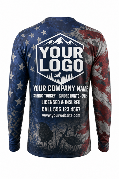 Turkey American Flag Hunting Guide Crew Uniform - custom company logo all-over-print uniform