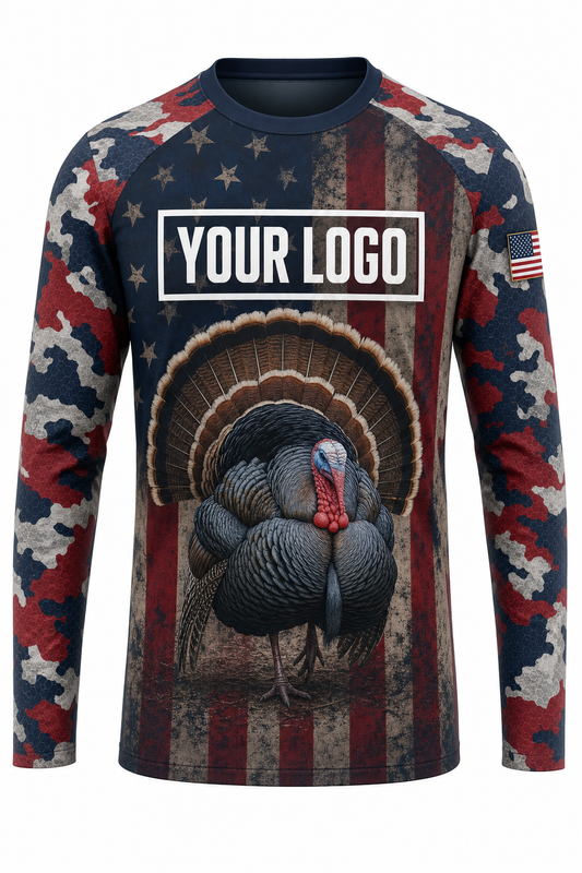 Turkey American Flag Hunting Guide Crew Uniform - custom company logo all-over-print uniform