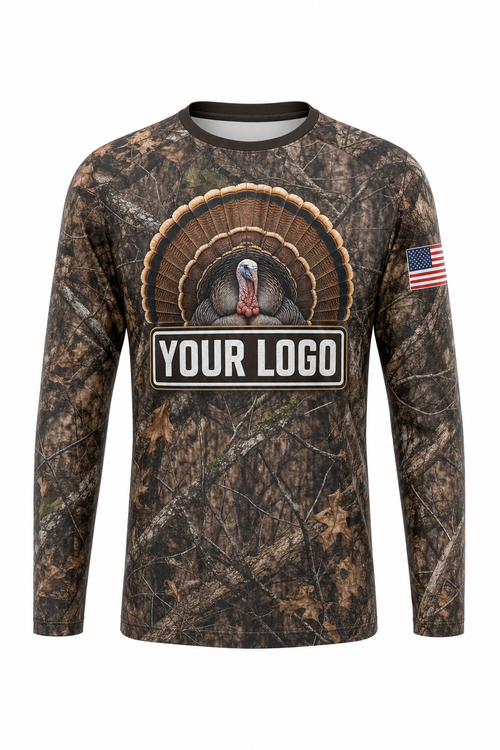 Turkey Fan Crest Hunting Guide Crew Uniform - custom company logo all-over-print uniform