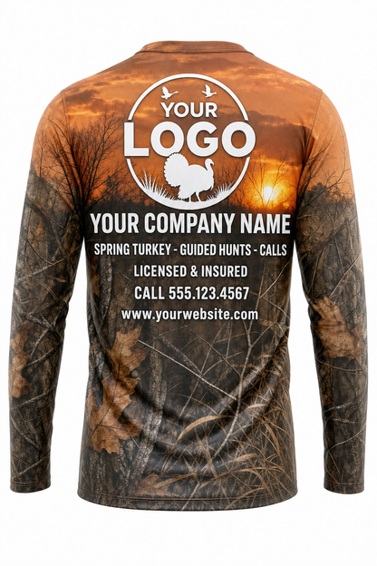 Turkey Longbeard Silhouette Hunting Guide Crew Uniform - custom company logo all-over-print uniform