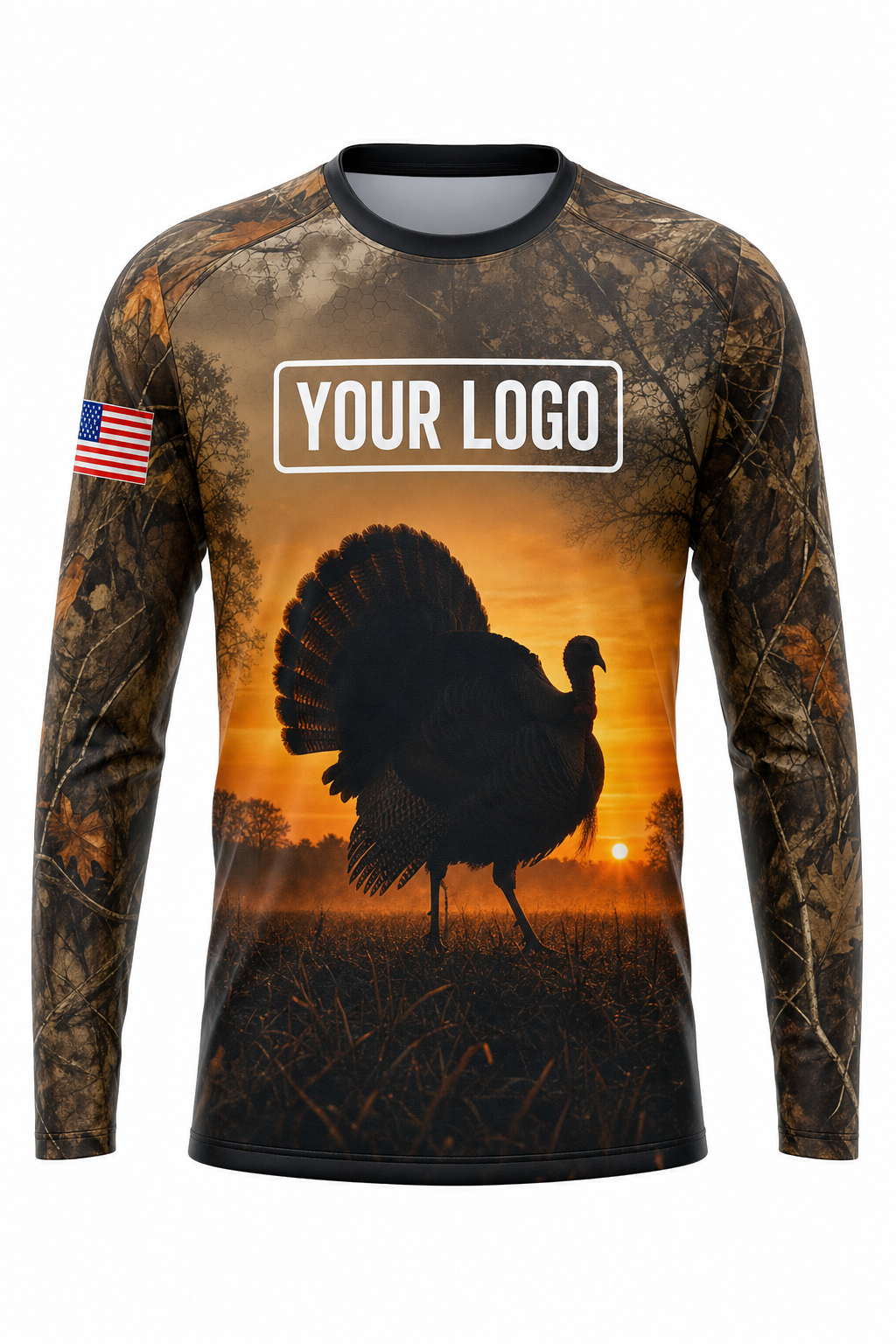 Turkey Longbeard Silhouette Hunting Guide Crew Uniform - custom company logo all-over-print uniform