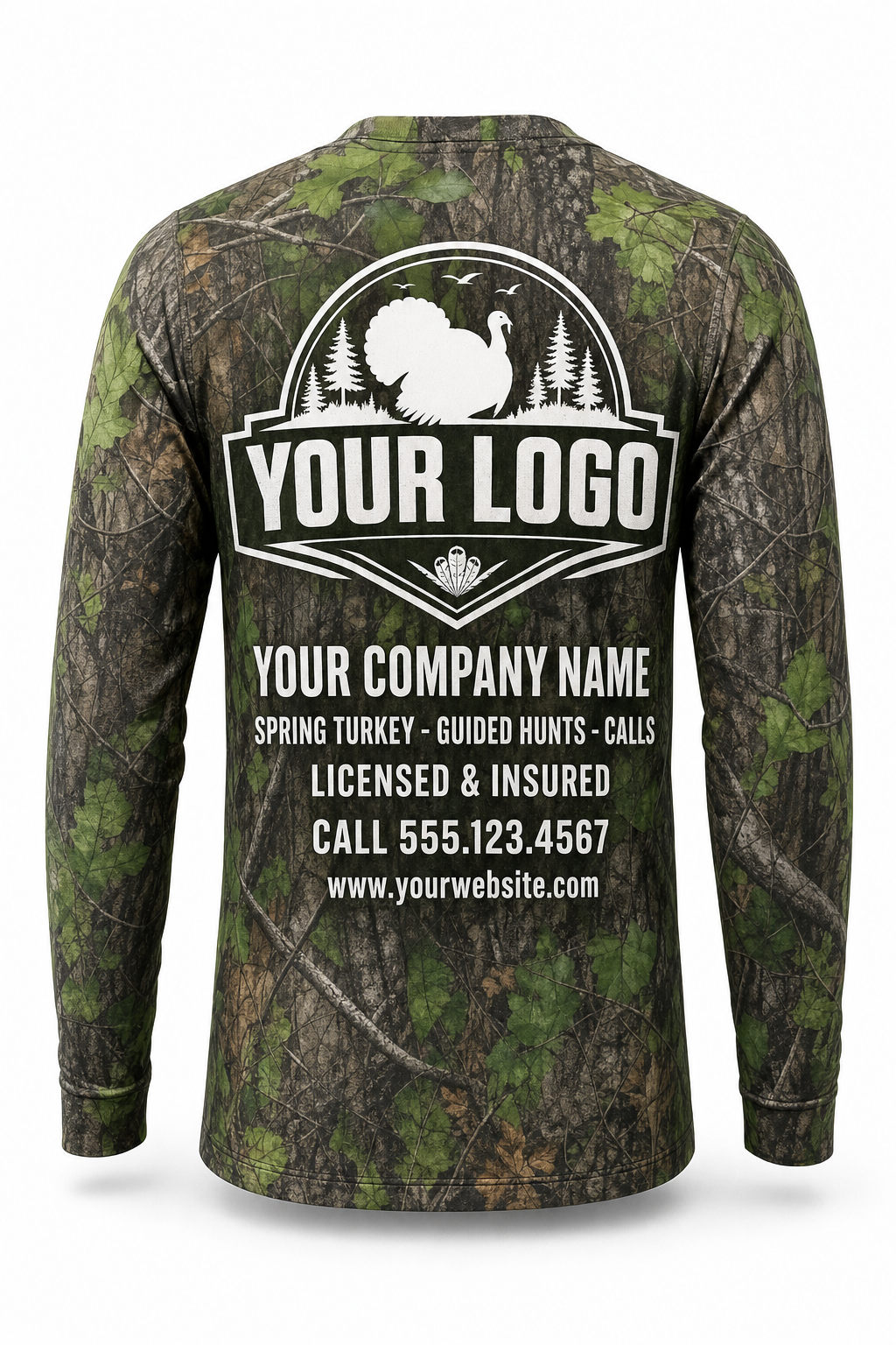 Turkey Strut Spring Hunting Guide Crew Uniform - custom company logo all-over-print uniform