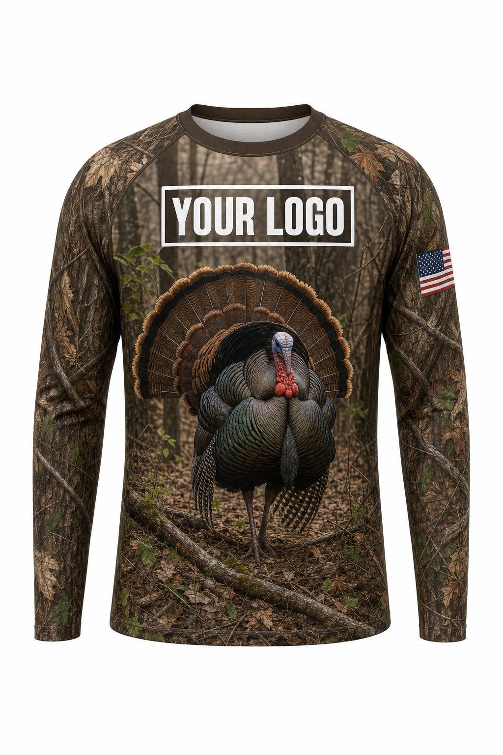 Turkey Woodland Hunting Guide Crew Uniform - custom company logo all-over-print uniform