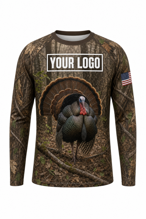 Turkey Woodland Hunting Guide Crew Uniform - custom company logo all-over-print uniform