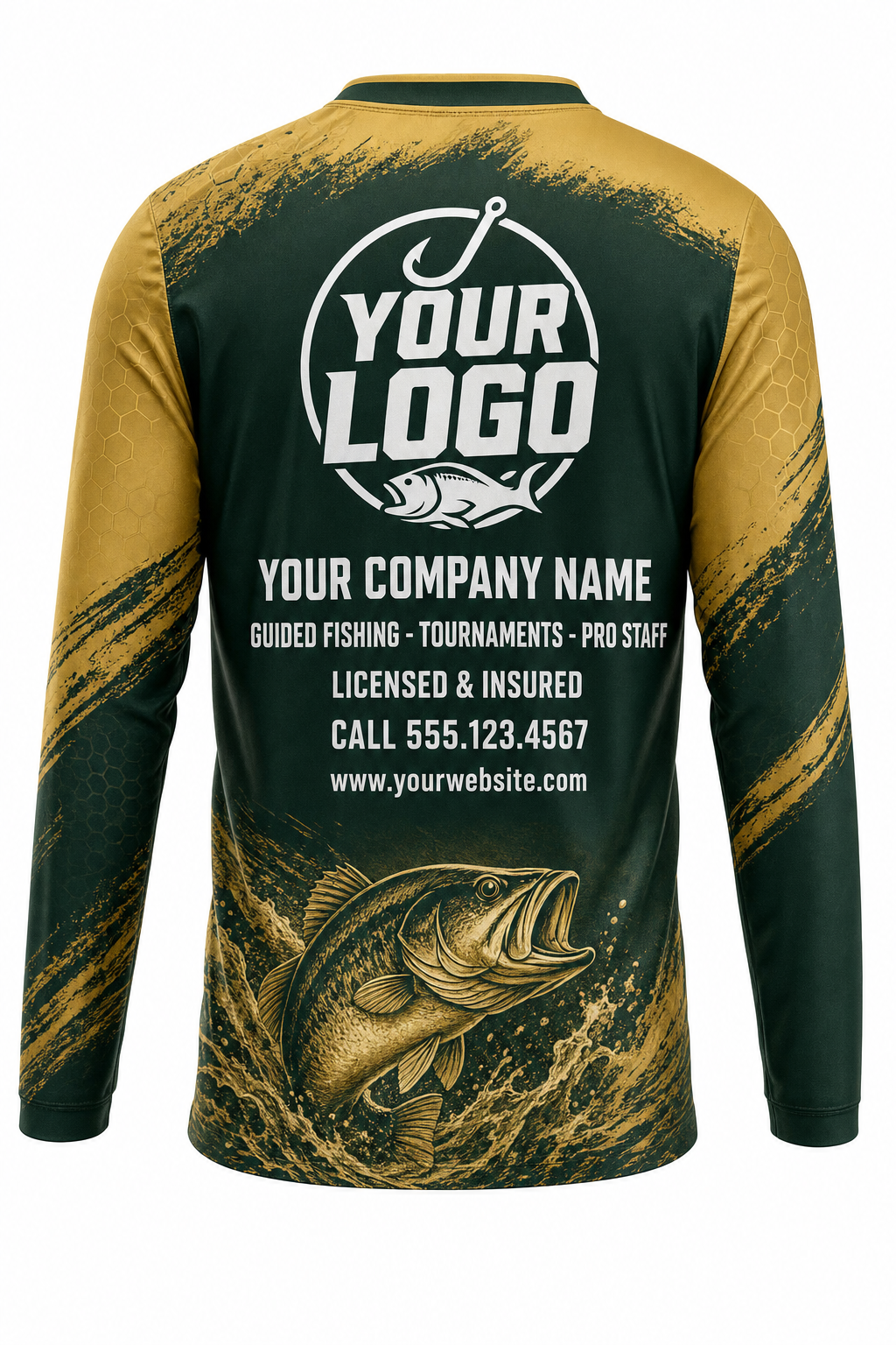 Walleye Fishing Charter Crew Uniform - custom company logo all-over-print uniform