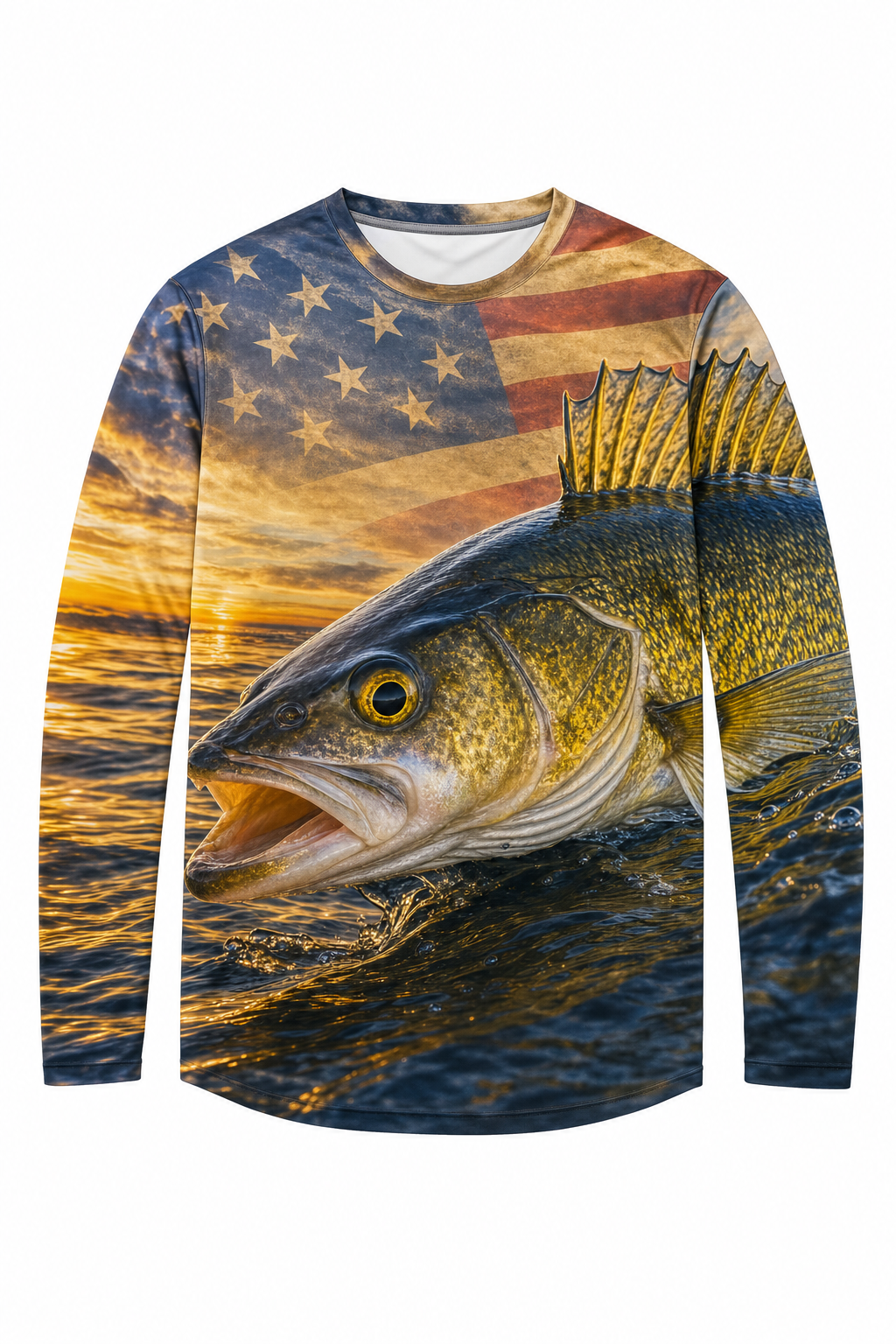 Walleye American Flag Fishing Shirt