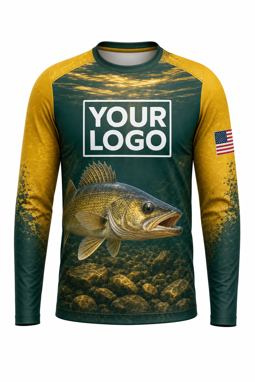 Walleye Fishing Charter Crew Uniform - custom company logo all-over-print uniform