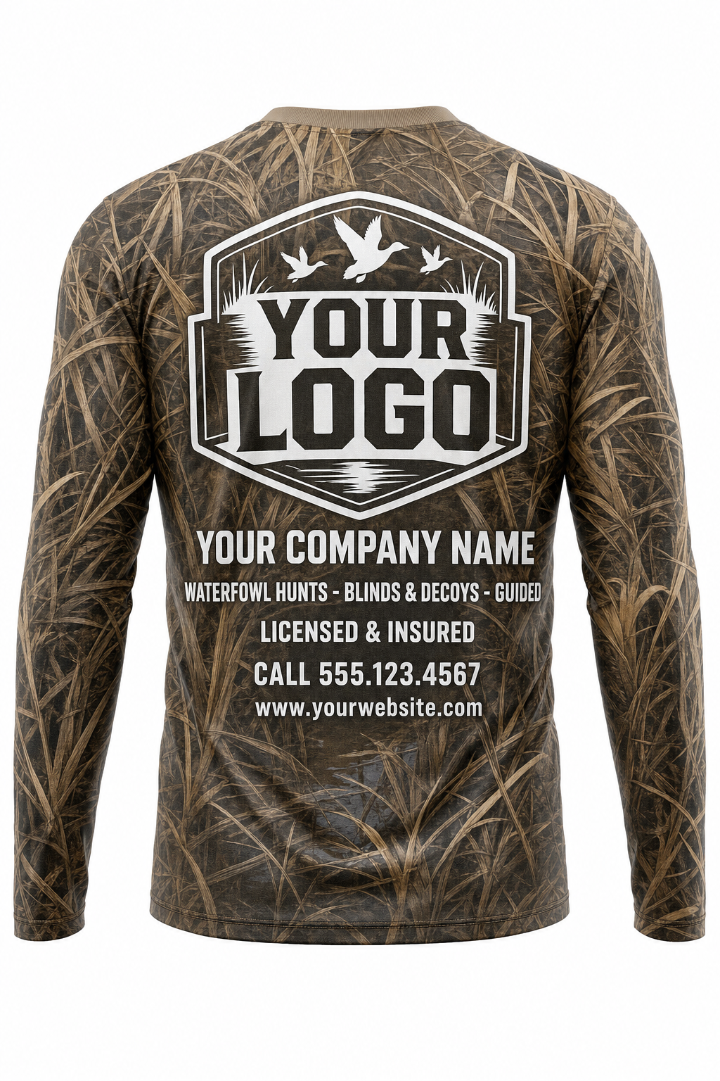 Waterfowl Canada Goose Hunting Guide Crew Uniform - custom company logo all-over-print uniform