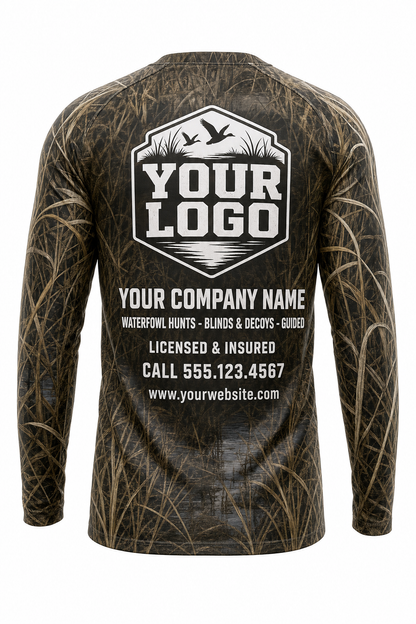 Waterfowl Greenwing Teal Hunting Guide Crew Uniform - custom company logo all-over-print uniform