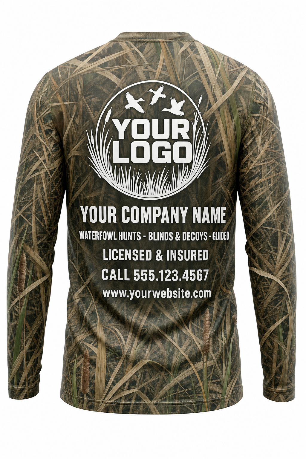 Waterfowl Lab Retriever Hunting Guide Crew Uniform - custom company logo all-over-print uniform