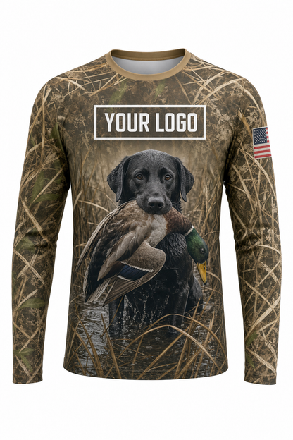 Waterfowl Lab Retriever Hunting Guide Crew Uniform - custom company logo all-over-print uniform