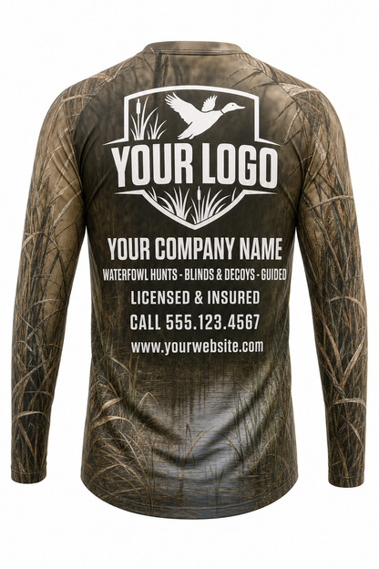 Waterfowl Mallard Marsh Hunting Guide Crew Uniform - custom company logo all-over-print uniform