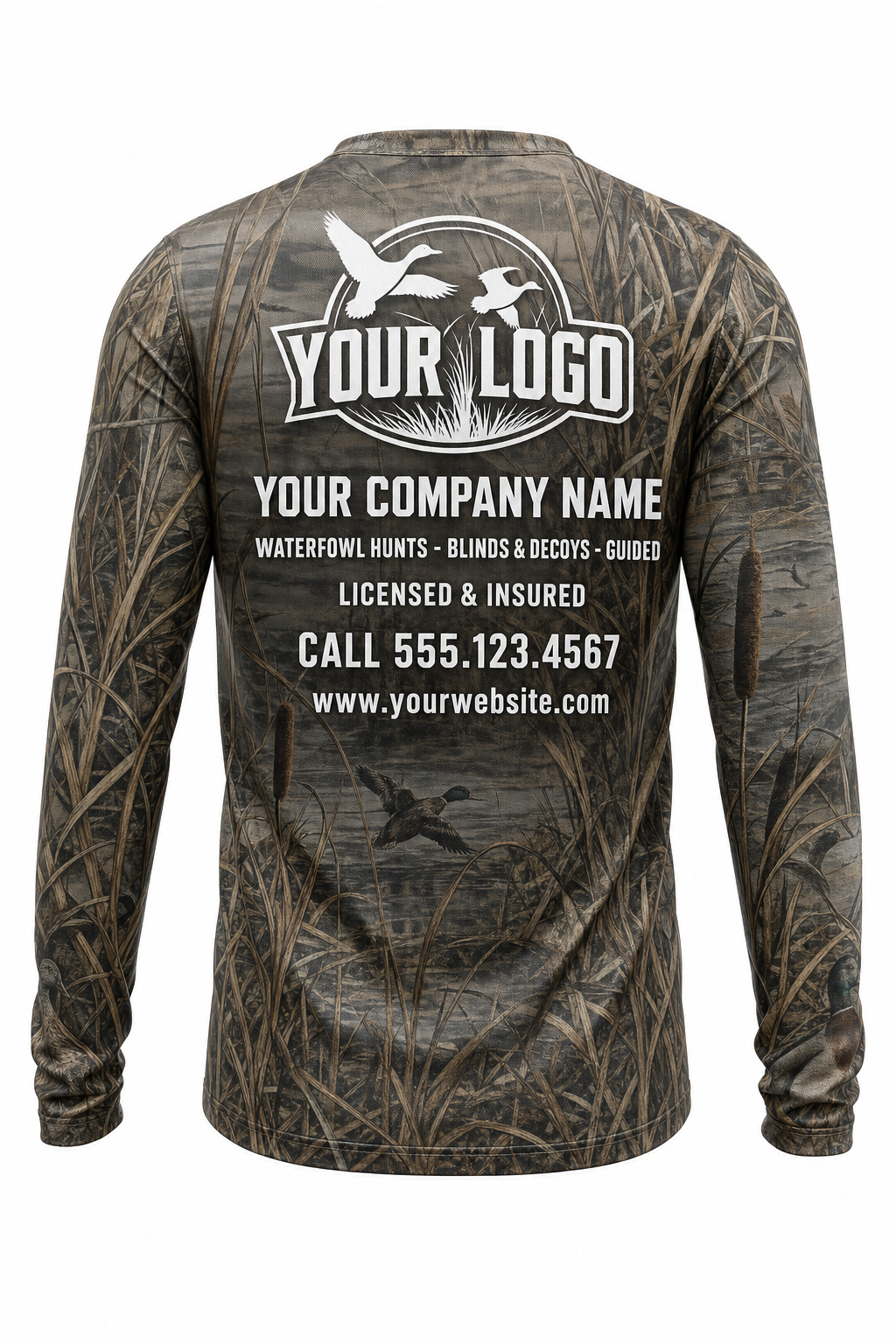 Waterfowl Pintail Sunrise Hunting Guide Crew Uniform - custom company logo all-over-print uniform