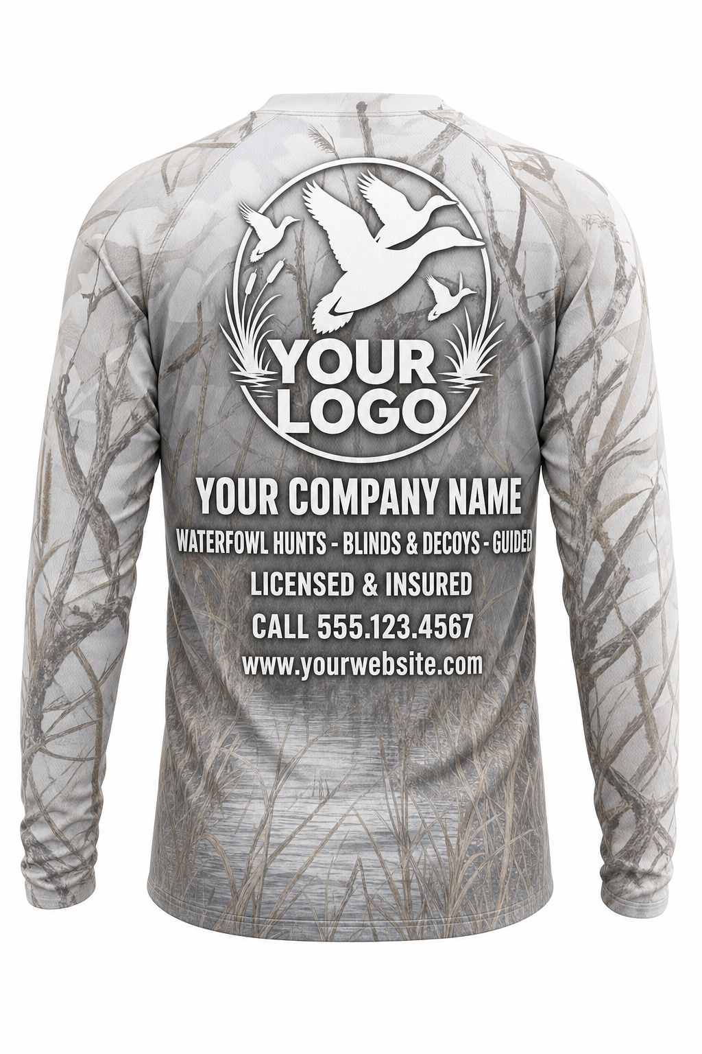 Waterfowl Snow Goose Hunting Guide Crew Uniform - custom company logo all-over-print uniform