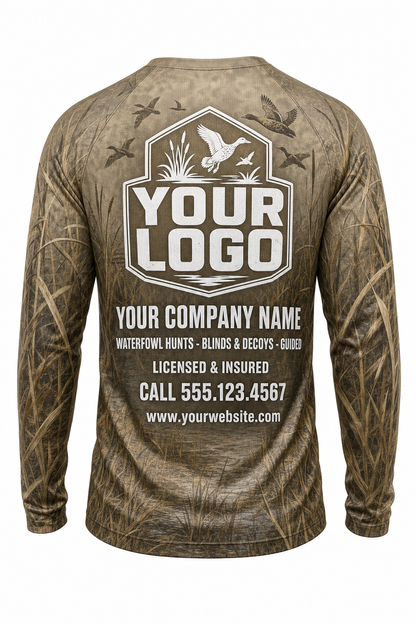 Waterfowl Widgeon Hunting Guide Crew Uniform - custom company logo all-over-print uniform